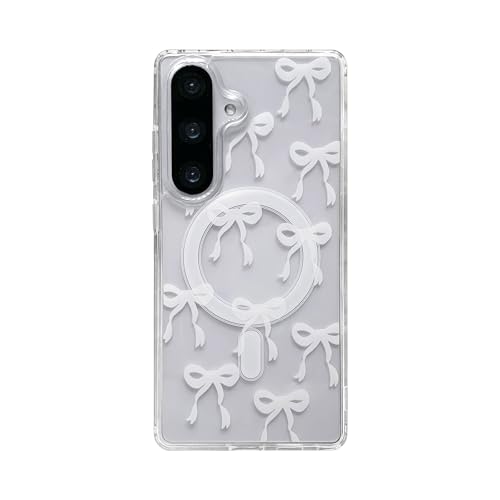Reownest Magnetisch Handyhülle für Samsung Galaxy S25 Hülle Kompatibel mit MagSafe, Cute Bow Pattern Aesthetic Design mit Transparent Stoßfeste Kratzfeste Soft Case - Weiß Reownest Magnetisch Handyhülle für Samsung Galaxy S25 Hülle Kompatibel mit MagSafe, Cute Bow Pattern Aesthetic Design mit Transparent Stoßfeste Kratzfeste Soft Case - Weiß von Reownest