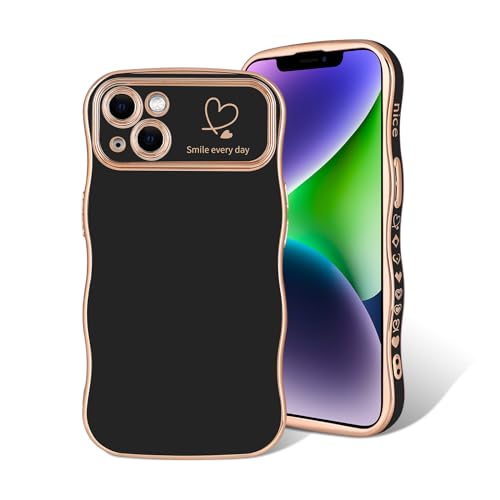 Reownest Handyhülle Kompatibel mit iPhone 13 Hülle Liebe Herz Wave Stoßstange Aesthetic Luxus TPU Muster Kamera Objektiv Schutzhülle Mode Soft Case - Schwarz Reownest Handyhülle Kompatibel mit iPhone 13 Hülle Liebe Herz Wave Stoßstange Aesthetic Luxus TPU Muster Kamera Objektiv Schutzhülle Mode Soft Case - Schwarz von Reownest