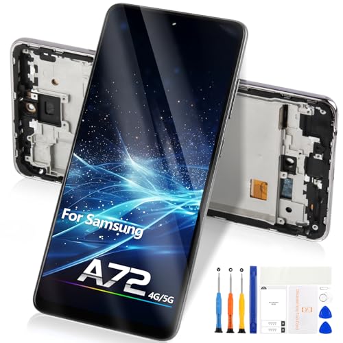 LCD Display für Samsung Galaxy A72 - für Samsung A72 LCD SM-A725F, SM-A725F/DS, SM-A725M, SM-A725M/DS LCD Display Touchscreen Digitizer Ersatz Assembly mit Werkzeugen (Schwarz mit Rahmen) von Reparo