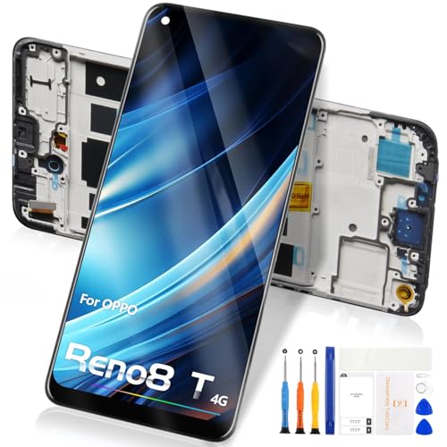 LCD für Oppo Reno8 t 4G Bildschirm - für Oppo Reno 8t 4G CPH2235 LCD Display Digitizer Touchscreen Full Assembly mit Werkzeugen (Schwarz mit Rahmen) von Reparo