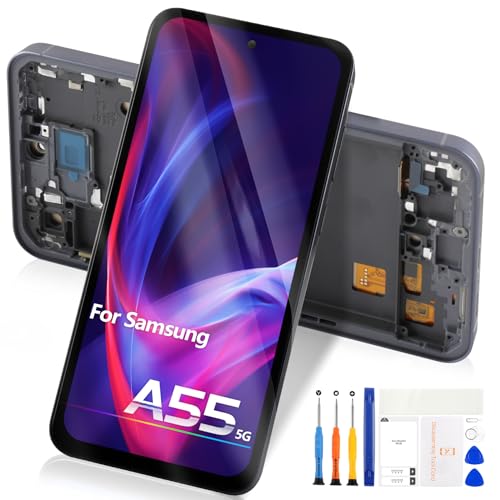 Reparo Für Samsung Galaxy A55 5G LCD Display - für Samsung A55 5G A556 SM-A556B SM-A556E LCD Touchscreen Digitizer Full Assembly mit Werkzeugen mit Rahmen (Schwarz, 6,6 Zoll) von Reparo