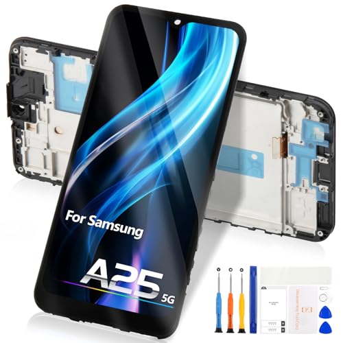 Reparo LCD für Samsung Galaxy A25 5G Bildschirm - für Samsung A25 5G LCD Display Touchscreen SM-A256B SM-A256E SM-A256U Digitizer Full Assembly mit Werkzeugen (Schwarz mit Rahmen) von Reparo