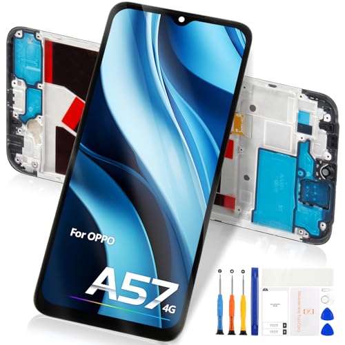 Reparo für Oppo A57 4G LCD Bildschirm - für Oppo A57 4G CPH2387 LCD Display Digitizer Touchscreen Full Assembly mit Werkzeugen (Schwarz mit Rahmen) von Reparo