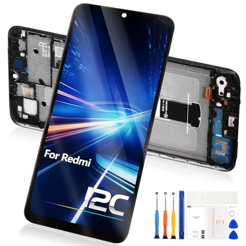 für Xiaomi Redmi 12C LCD Bildschirm - für Redmi 12C LCD Display für Xiaomi 22120RN86G 22120RN86I 22126RN91Y 2212ARNC4L Digitizer Touchscreen Full Assembly mit Werkzeugen (Schwarz mit Rahmen) von Reparo
