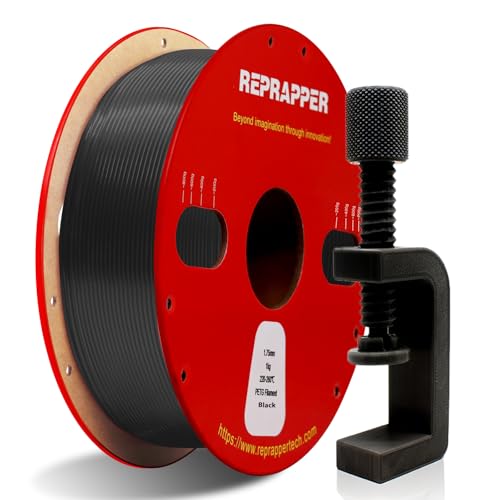 RepRapper 3D-Druckerfilament PETG 1,75 mm, 1-kg-Spule, verbesserte Zähigkeit, Schlagfestigkeit, Schwarz, kompatibel mit FDM-3D-Druckern, hohe Festigkeit, langlebig von Reprapper