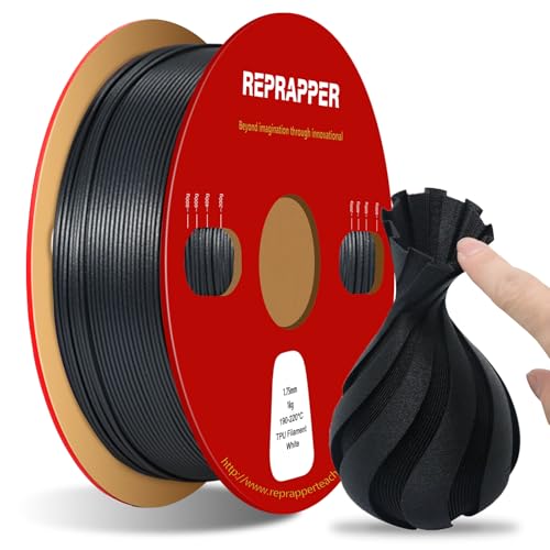 RepRapper Leitfähiges TPU Filament 1,75 mm,Elektrisch Leitendes Filament TPU Flexibles Weiches Filament, 1 kg (2,2 Pfund) Pappspule, Maßgenauigkeit +/- 0,03 mm für FDM Drucker, Schwarz von Reprapper