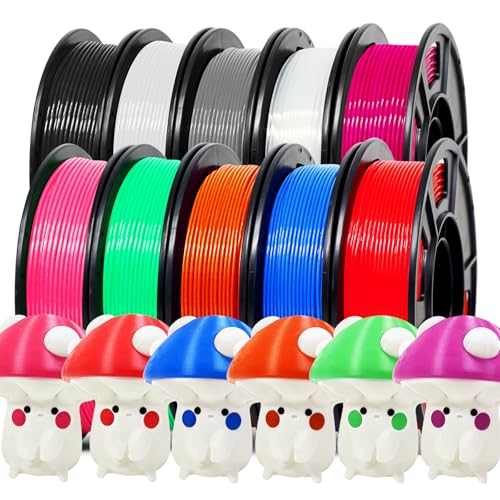 RepRapper PLA+ Filament-Kit 1,75 mm, 10 x 250 g – Hohe Festigkeit, 10 Farben (Schwarz/Weiß/Klar) | ±0,03 mm Genauigkeit | Geeignet für mehrere FDM- und verschiedene Drucker von Reprapper
