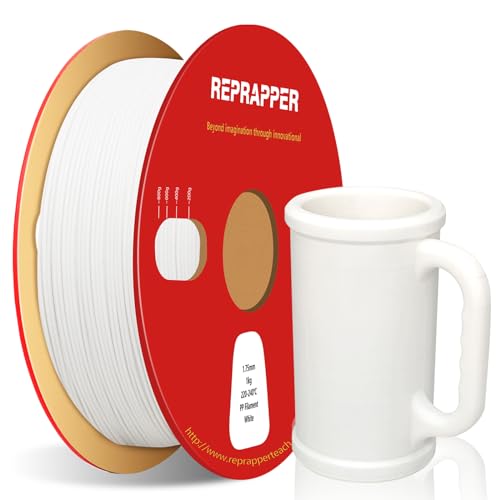 RepRapper Polypropylen PP Filament 1,75 mm (+/- 0,03 mm) Halbflexibles Robustes Filament 3D Drucker Filament PP 1 kg (2,2 Pfund) Spule für 3D Druck, 5 Stück Bauplatte im Lieferumfang enthalten, Weiß von Reprapper