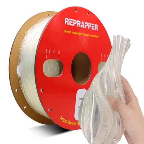Reprapper 95A TPU Filament 1.75 mm Flexible TPU 3D Drucker Filament Maßgenauigkeit +/- 0.05mm 1kg Spule (2.2 LBS) Hohe Zähigkeit 3D Druck Filament für FDM 3D Drucker, TPU Transparent von Reprapper