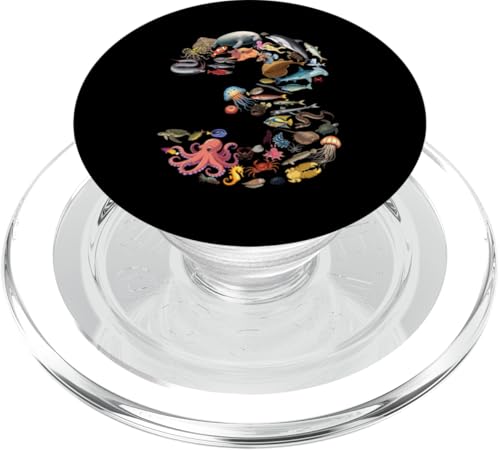 3 Jahre alt, 3. Geburtstag, Meerestiere, Figuren Nummer 3 PopSockets PopGrip für MagSafe 3 Jahre alt, 3. Geburtstag, Meerestiere, Figuren Nummer 3 PopSockets PopGrip für MagSafe von Reptile Lizards Birthday Party For Kids