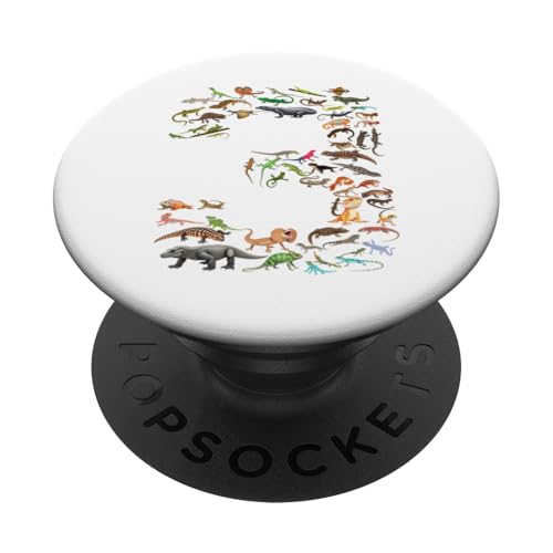 3 Jahre alt, Echsen, Reptilien-Figuren, 3 Jahre alt, 3 Jahre PopSockets Klebender PopGrip 3 Jahre alt, Echsen, Reptilien-Figuren, 3 Jahre alt, 3 Jahre PopSockets Klebender PopGrip von Reptile Lizards Birthday Party For Kids