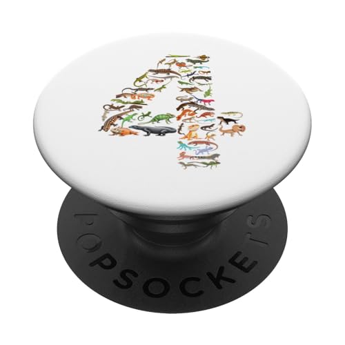 4 Jahre alt, Echsen, Reptilien-Figuren, 4 Jahre, 4. Geburtstag, Nummer PopSockets Klebender PopGrip 4 Jahre alt, Echsen, Reptilien-Figuren, 4 Jahre, 4. Geburtstag, Nummer PopSockets Klebender PopGrip von Reptile Lizards Birthday Party For Kids