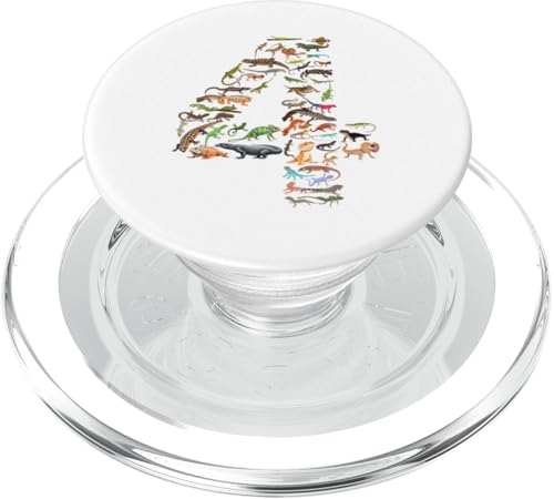 4 Jahre alt, Echsen, Reptilien-Figuren, 4 Jahre, 4. Geburtstag, Nummer PopSockets PopGrip für MagSafe 4 Jahre alt, Echsen, Reptilien-Figuren, 4 Jahre, 4. Geburtstag, Nummer PopSockets PopGrip für MagSafe von Reptile Lizards Birthday Party For Kids