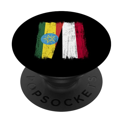 Äthiopien Jemen halbe Flagge äthiopische jemenitische Vorfahren PopSockets Klebender PopGrip von Republic Of Yemen Flag Designs Proud Yemeni Roots