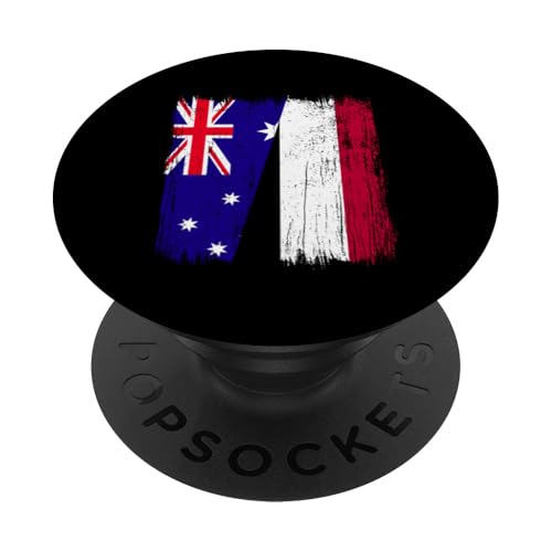 Australien, Jemen, halbe Flagge, australische jemenitische Vorfahren PopSockets Klebender PopGrip von Republic Of Yemen Flag Designs Proud Yemeni Roots