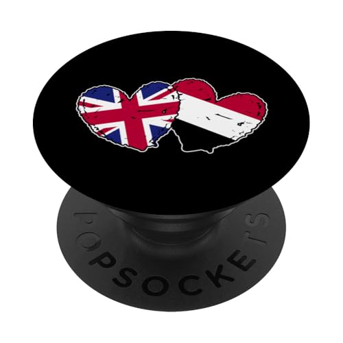 Britische Jemen-Flagge, Herzen, britisches jemenitisches Erbe PopSockets Klebender PopGrip von Republic Of Yemen Flag Designs Proud Yemeni Roots