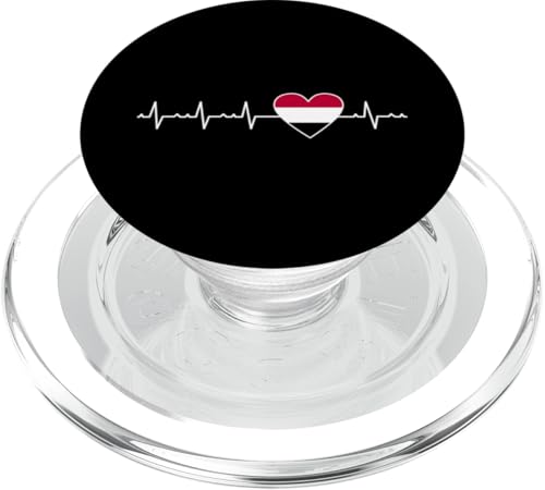 Jemenitische Flagge Herzschlag Liebe Jemen Wear PopSockets PopGrip für MagSafe von Republic Of Yemen Flag Designs Proud Yemeni Roots