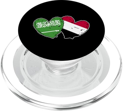 Saudi-Arabien, Jemen-Flagge, Herzen, Saudi-Jemenitisches Erbe PopSockets PopGrip für MagSafe von Republic Of Yemen Flag Designs Proud Yemeni Roots