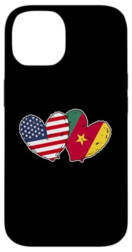 Amerika Kamerun Herz Flagge Amerikanische Kamerunische Freundschaft Hülle für iPhone 14 von Republic of Cameroon Flag Design Cameroonian Roots