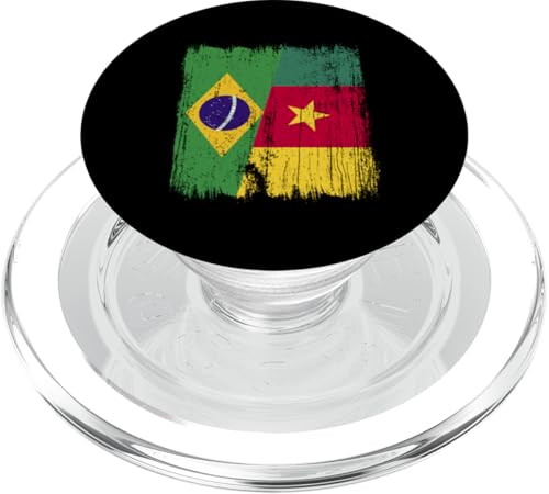 Brasilien, Kamerun, halbe Flagge, brasilianische kamerunische Vorfahren PopSockets PopGrip für MagSafe Brasilien, Kamerun, halbe Flagge, brasilianische kamerunische Vorfahren PopSockets PopGrip für MagSafe von Republic of Cameroon Flag Design Cameroonian Roots