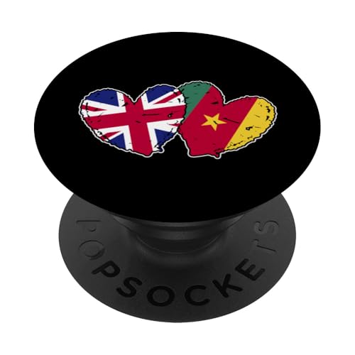 Britische Kamerun-Flagge in Herzform, britisch-kamerunische Freundschaft PopSockets Klebender PopGrip Britische Kamerun-Flagge in Herzform, britisch-kamerunische Freundschaft PopSockets Klebender PopGrip von Republic of Cameroon Flag Design Cameroonian Roots