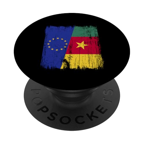 EU Kamerun Halbflagge Europäische Union Kamerunische Vorfahren PopSockets Klebender PopGrip EU Kamerun Halbflagge Europäische Union Kamerunische Vorfahren PopSockets Klebender PopGrip von Republic of Cameroon Flag Design Cameroonian Roots