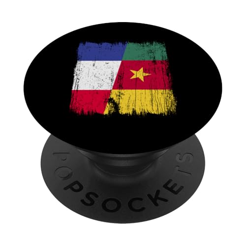 Frankreich, Kamerun, halbe Flagge, französische kamerunische Vorfahren PopSockets Klebender PopGrip von Republic of Cameroon Flag Design Cameroonian Roots