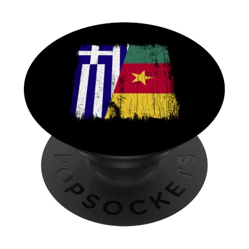 Griechenland Kamerun Halbflagge griechische kamerunische Vorfahren PopSockets Klebender PopGrip Griechenland Kamerun Halbflagge griechische kamerunische Vorfahren PopSockets Klebender PopGrip von Republic of Cameroon Flag Design Cameroonian Roots
