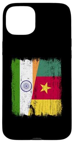 Indien, Kamerun, halbe Flagge, Indien, Kamerun, Vorfahren Hülle für iPhone 15 Plus von Republic of Cameroon Flag Design Cameroonian Roots