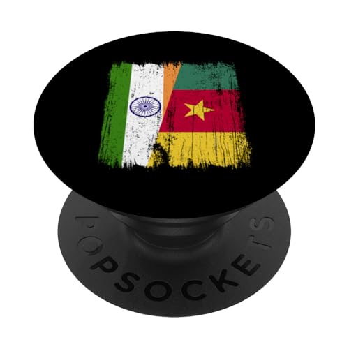 Indien, Kamerun, halbe Flagge, Indien, Kamerun, Vorfahren PopSockets Klebender PopGrip von Republic of Cameroon Flag Design Cameroonian Roots