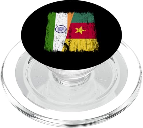 Indien, Kamerun, halbe Flagge, Indien, Kamerun, Vorfahren PopSockets PopGrip für MagSafe von Republic of Cameroon Flag Design Cameroonian Roots