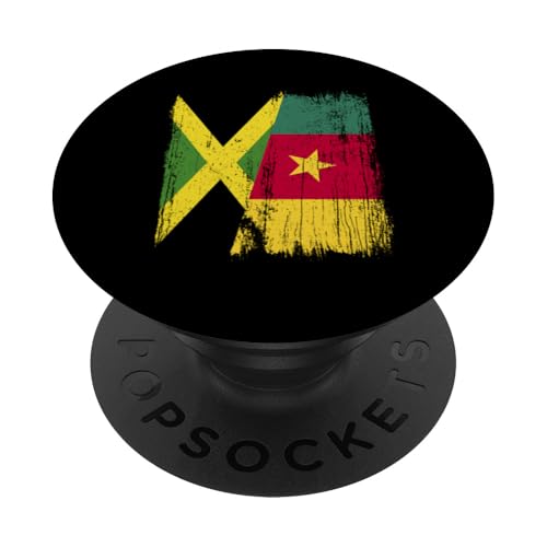 Jamaika, Kamerun, halbe Flagge, Jamaika, Kamerun, Vorfahren PopSockets Klebender PopGrip von Republic of Cameroon Flag Design Cameroonian Roots