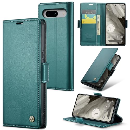 Rerzoiro Handyhülle für Google Pixel 8 Hülle, Premium PU Lederhülle Klappbar Flip Case [RFID Blocker] Tasche Magnet Kartenfach Klapphülle Schutzhülle für Google 8, Türkis von Rerzoiro