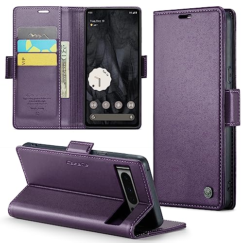 Rerzoiro Handyhülle für Google Pixel 8 Pro Hülle, Premium PU Lederhülle Klappbar Flip Case [RFID Blocker] Tasche Magnet Kartenfach Klapphülle Schutzhülle für Google 8 Pro, Lila von Rerzoiro