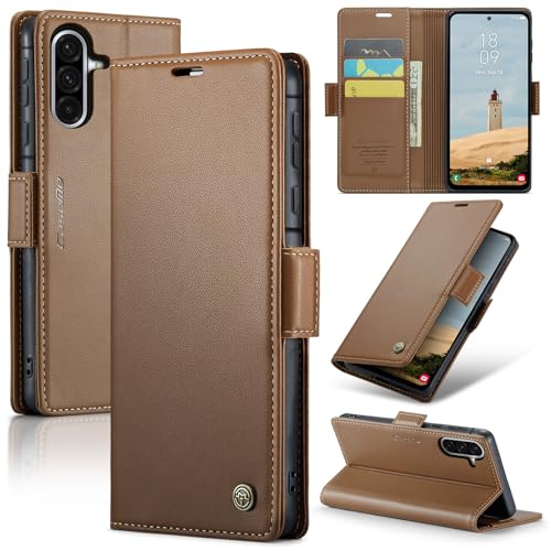 Rerzoiro Handyhülle für Samsung Galaxy A56 5G Hülle, Premium PU Lederhülle Klappbar Flip Case [RFID Blocker] Tasche Magnet Kartenfach Klapphülle Schutzhülle für Samsung Galaxy A56 5G, Braun von Rerzoiro