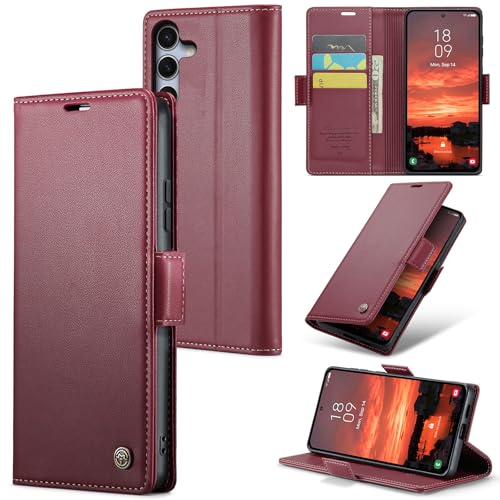 Rerzoiro Handyhülle für Samsung Galaxy S25 Plus Hülle, Premium PU Lederhülle Klappbar Flip Case [RFID Blocker] Tasche Magnet Kartenfach Klapphülle Schutzhülle für Samsung Galaxy S25 Plus, Rot von Rerzoiro