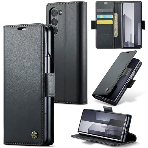Rerzoiro Handyhülle für Samsung Galaxy Z Fold 6 Hülle, Premium PU Lederhülle Klappbar Flip Case [RFID Blocker] Tasche Magnet Kartenfach Klapphülle Schutzhülle für Samsung Galaxy Z Fold 6, Schwarz von Rerzoiro