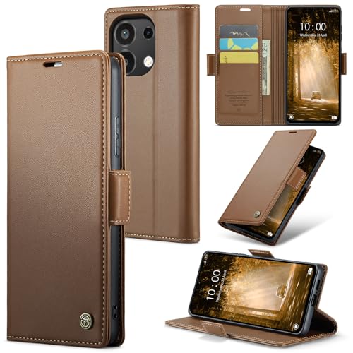 Rerzoiro Handyhülle für Xiaomi Redmi Note 13 4G Hülle(Nicht für 5G), Premium PU Lederhülle Klappbar Flip Case[RFID Blocker] Tasche Magnet Kartenfach Klapphülle Schutzhülle für Redmi Note 13 4G, Braun von Rerzoiro
