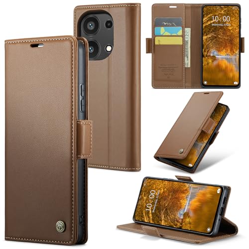 Rerzoiro Handyhülle für Xiaomi Redmi Note 13 Pro 4G Hülle, Premium PU Lederhülle Klappbar Flip Case [RFID Blocker] Tasche Magnet Kartenfach Klapphülle Schutzhülle für Redmi Note 13 Pro 4G, Braun von Rerzoiro