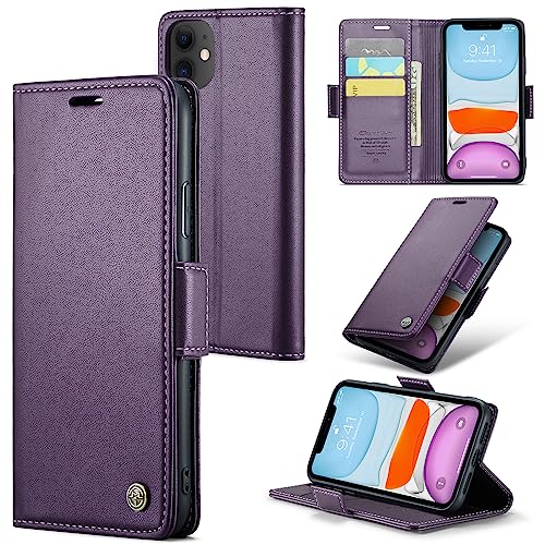 Rerzoiro Handyhülle für iPhone 11 Hülle, Premium PU Lederhülle Klappbar Flip Case [RFID Blocker] Tasche Magnet Kartenfach Klapphülle Schutzhülle für iPhone 11, Lila von Rerzoiro