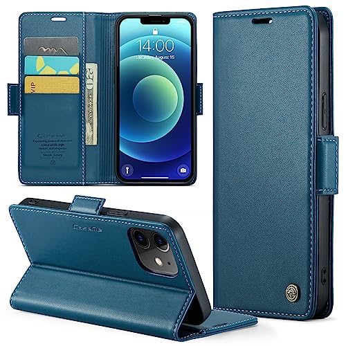 Rerzoiro Handyhülle für iPhone 12/12 Pro Hülle, Premium PU Lederhülle Klappbar Flip Case [RFID Blocker] Tasche Magnet Kartenfach Klapphülle Schutzhülle für iPhone 12/ iPhone12 Pro, Blau von Rerzoiro