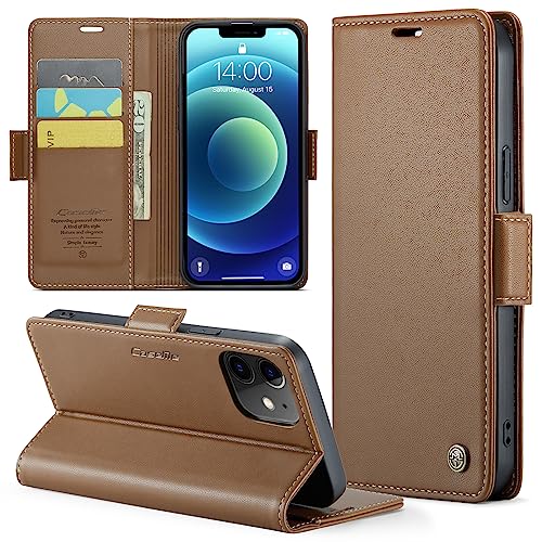 Rerzoiro Handyhülle für iPhone 12/12 Pro Hülle, Premium PU Lederhülle Klappbar Flip Case [RFID Blocker] Tasche Magnet Kartenfach Klapphülle Schutzhülle für iPhone 12/ iPhone12 Pro, Braun von Rerzoiro