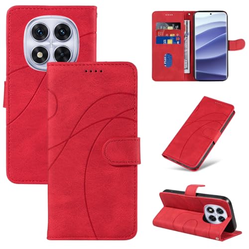 Handyhülle für Xiaomi Redmi Note 14 Pro 5G (Nicht für 4G) / Poco X7 5G / Note 14 Pro + 5G Hülle, Standfunktion und Kartenfach Schutzhülle (Rot) von Reshias
