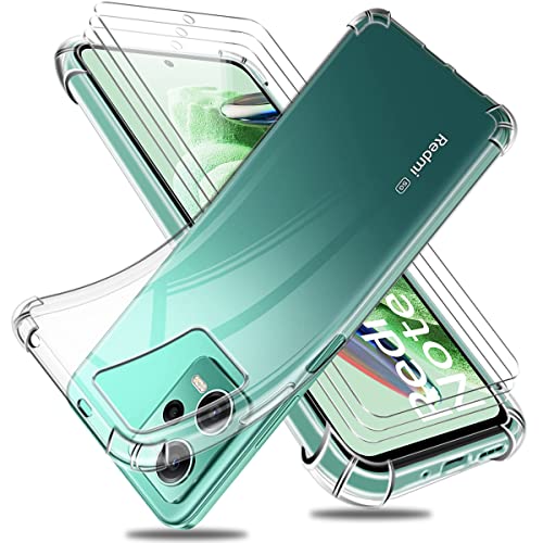 Handyhülle für mit Xiaomi Redmi Note 12 5G / Poco X5 5G Hülle mit 3 Stücke Schutzfolie, Weich und Transparent TPU Schutzhülle, Stoßfest und Absturzsicherung Case von Reshias