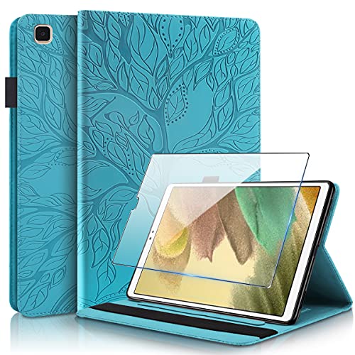 Hülle Kompatibel mit Samsung Galaxy Tab A7 Lite, Blau PU Leder Flip Brieftasche Schutzhülle mit EIN Gehärtetes Glas Schutzfolie Displayschutzfolie für Samsung Galaxy Tab A7 Lite 2021 (8,7 Zoll) von Reshias