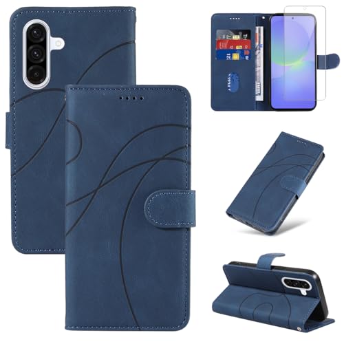 Reshias Handyhülle für Samsung Galaxy A36 5G Hülle mit 1 Stück Gehärtetes Glas Schutzfolie Displayschutzfolie, Standfunktion und Kartenfach Schutzhülle (Blau) von Reshias