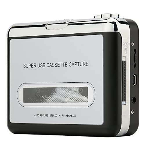Reshow Kassettenspieler - Tragbarer Kassettenspieler, der MP3-Audio-Musik über USB aufnimmt - kompatibel mit Laptops und PCs - konvertiert Walkman-Kassetten ins iPod-Format (Silber) von Reshow