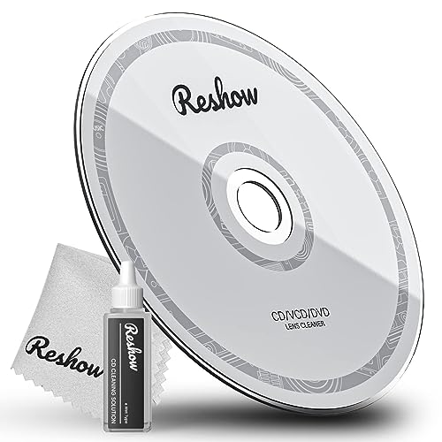 Reshow Laser-Linsen-Disc-Reinigungsset Für CD & DVD-Player, Schonende Reinigung Ohne Kratzer Auf Der Optik - Inklusive Mikrofaser-Tuch, Reinigungs-Disc Und Reinigungslösung von Reshow