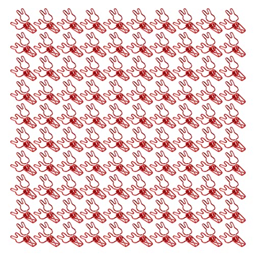 Resefinem 100 PCs Mini -Metall -Bindemittel -Clips mit niedlicher Kaninchenform Starke Klemmkraft ideal für Bürodokumente Zertifikate Tickets Kleidung und als (Rot) von Respicefinem