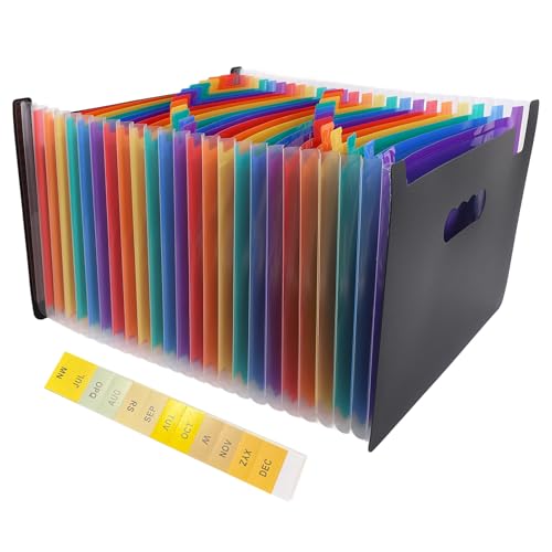 Resefinem 24 Pocket Expanding Datei Ordner Organizer mit farbenfrohen Registerkarten großer Kapazitätsdokumente Erweiterbarer Portfolio -Tasche für Büroschule zu Hause von Respicefinem
